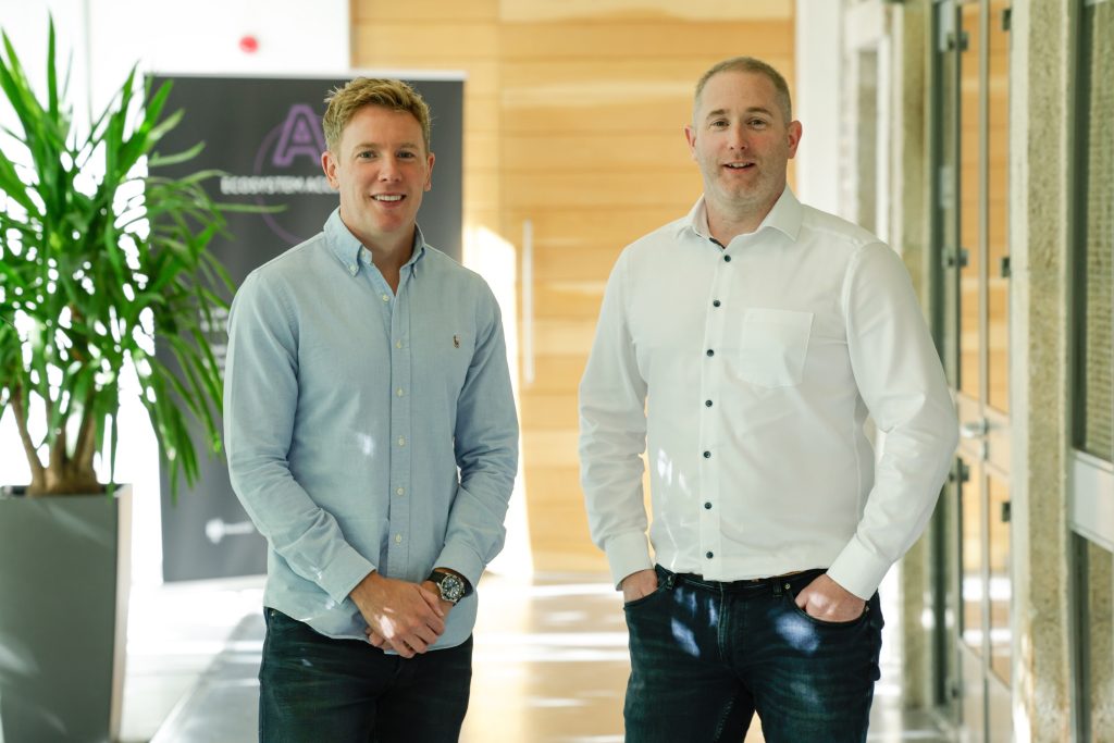 Caption: Pictured at NovaUCD in Dublin are; Andrew Connolly, CEO and co-founder, Wrksense and Ruaidhrí McDonnell, CTO and co-founder, Wrksense. (Credit: Conor Ó Mearáin / Julien Behal Photography.)